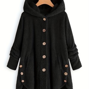 Women's Thermal Button Down Warm Jacket, Casual Outwear For Fall & Winter, Women's Clothing