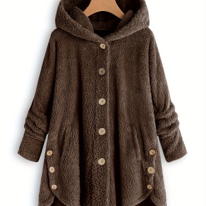 Women's Thermal Button Down Warm Jacket, Casual Outwear For Fall & Winter, Women's Clothing