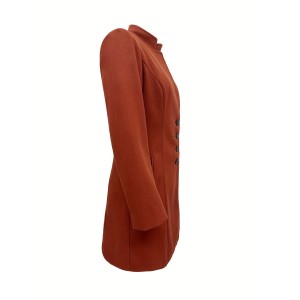 Single Breasted Solid Coat, Elegant Long Sleeve Versatile Outerwear, Women's Clothing