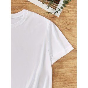 Cute Cat Print T-shirt, Short Sleeve Crew Neck Casual Top For Summer & Spring, Women's Clothing