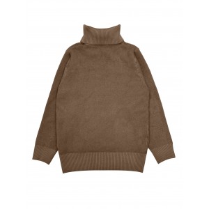 Solid Turtle Neck Pullover Sweater, Casual Long Sleeve Thermal Sweater For Fall & Winter, Women's Clothing