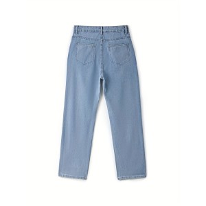 Light Wash Blue Loose Denim Boyfriend Jeans, Vintage Style Zipper Button Closure Denim Pants, Street Causal Style, Women's Denim Jeans & Clothing