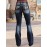 Washed Personality Pockets Boot-Cut Jeans, High Stretch Casual Denim Pants, Women's Denim Jeans & Clothing