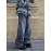 Plain Wide Legs Straight Jeans, Loose Fit Slash Pockets High-Stretch Denim Pants, Women's Denim Jeans & Clothing