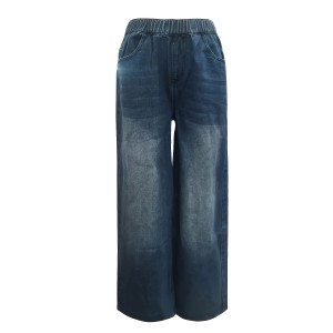 Elastic Waist Wide Leg Jeans, Slant Pocket Loose Streetwear Y2k Baggy Denim Pants, Women's Denim Jeans & Clothing